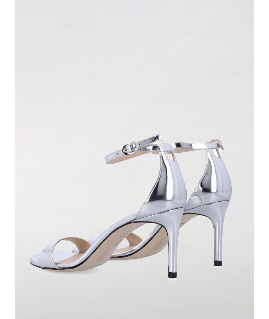 STUART WEITZMAN Серебряные кожаные босоножки, фото 3