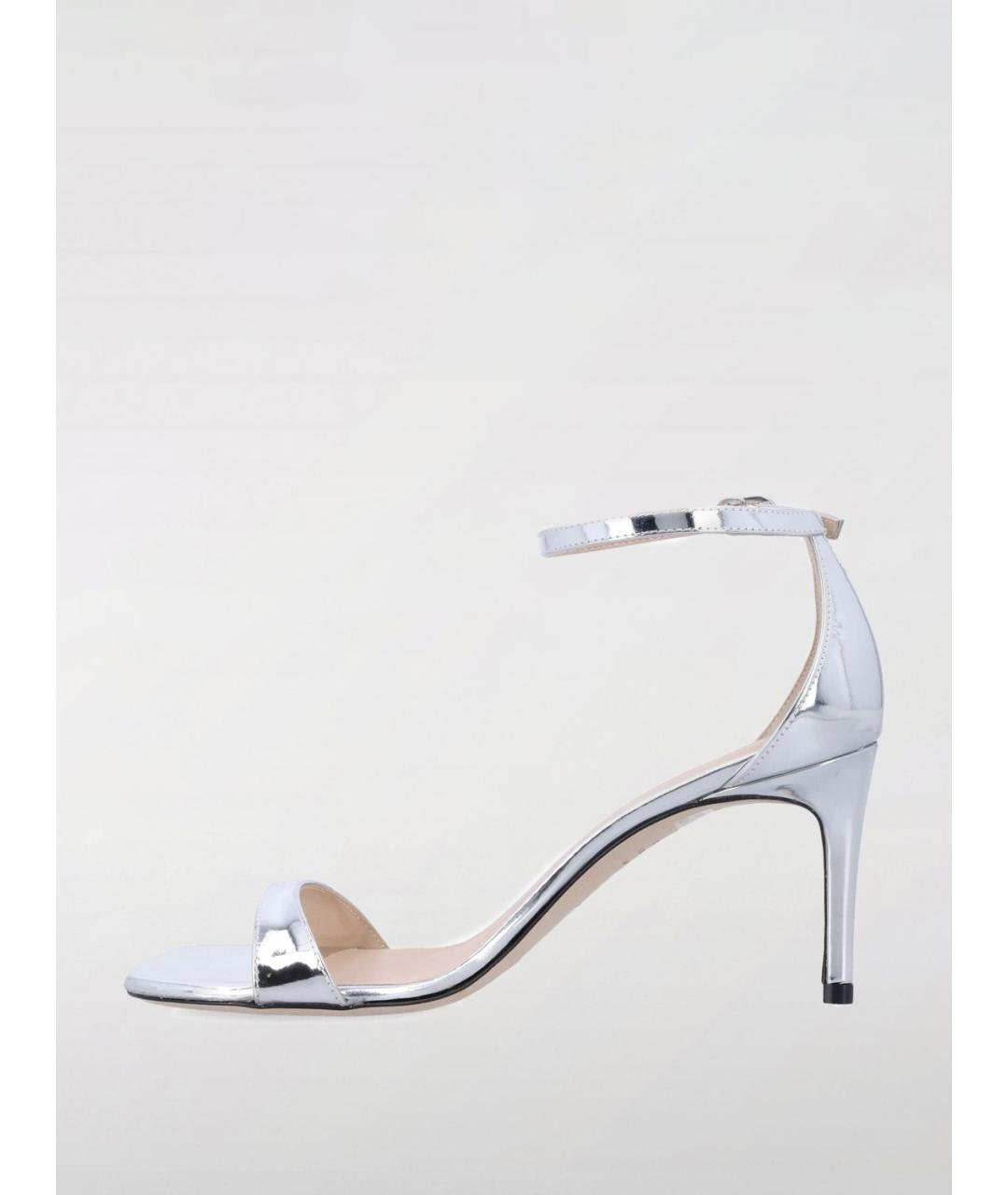 STUART WEITZMAN Серебряные кожаные босоножки, фото 4