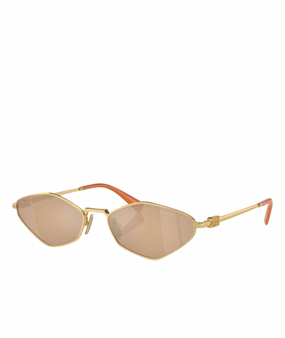 MIU MIU Золотые металлические солнцезащитные очки, фото 1