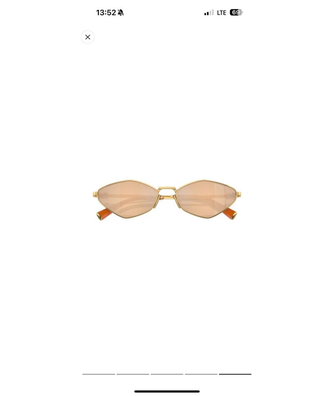MIU MIU Золотые металлические солнцезащитные очки, фото 2