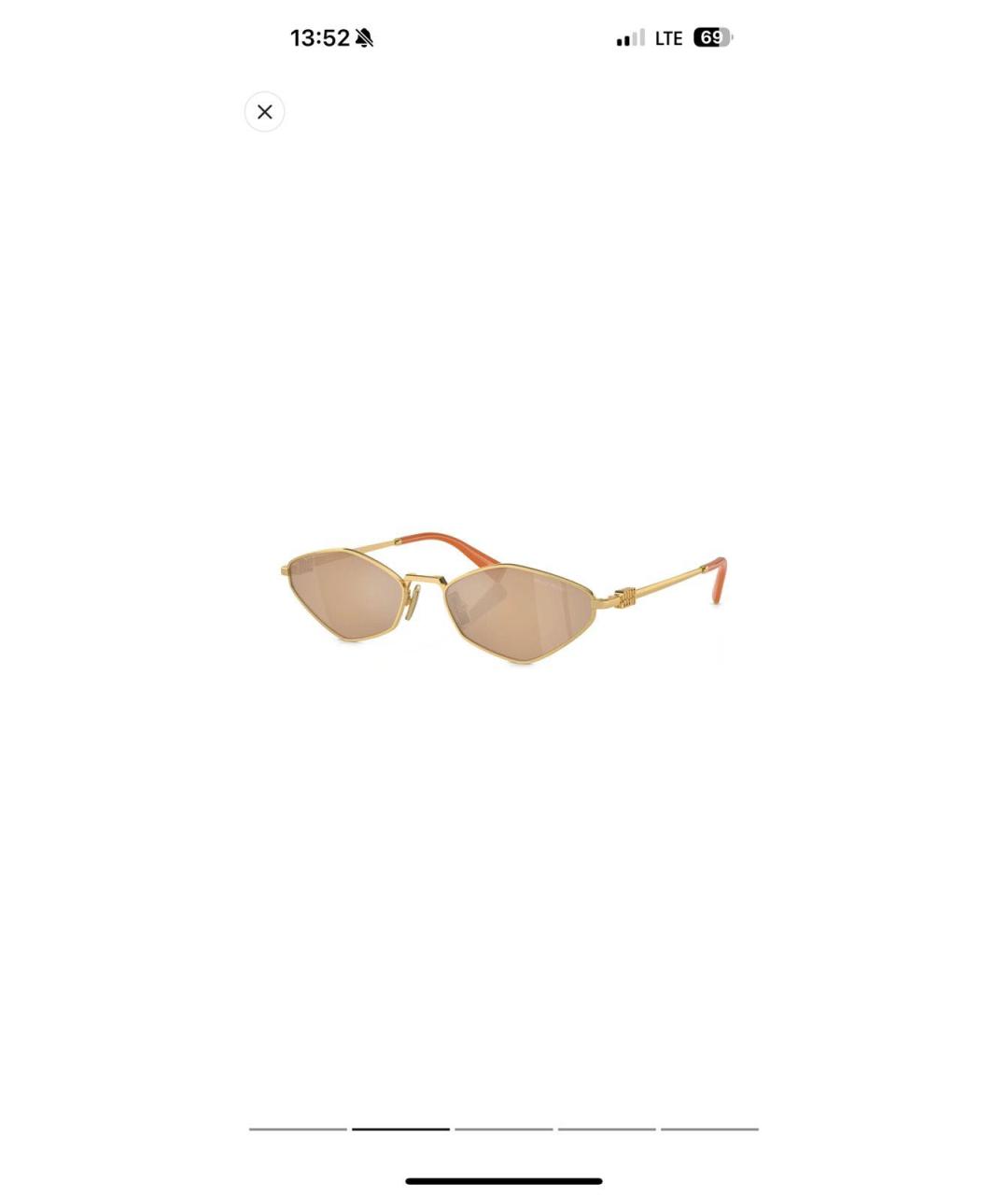 MIU MIU Золотые металлические солнцезащитные очки, фото 4