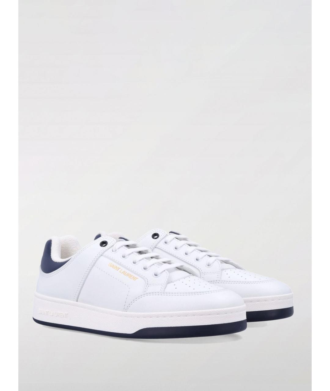 SAINT LAURENT Белые кожаные низкие кроссовки / кеды, фото 2