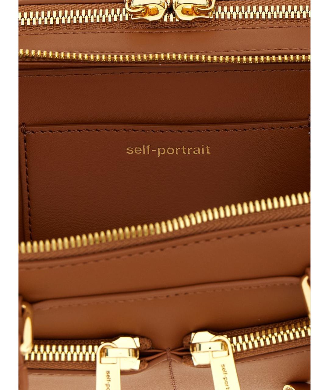 SELF-PORTRAIT Коричневая кожаная сумка через плечо, фото 4