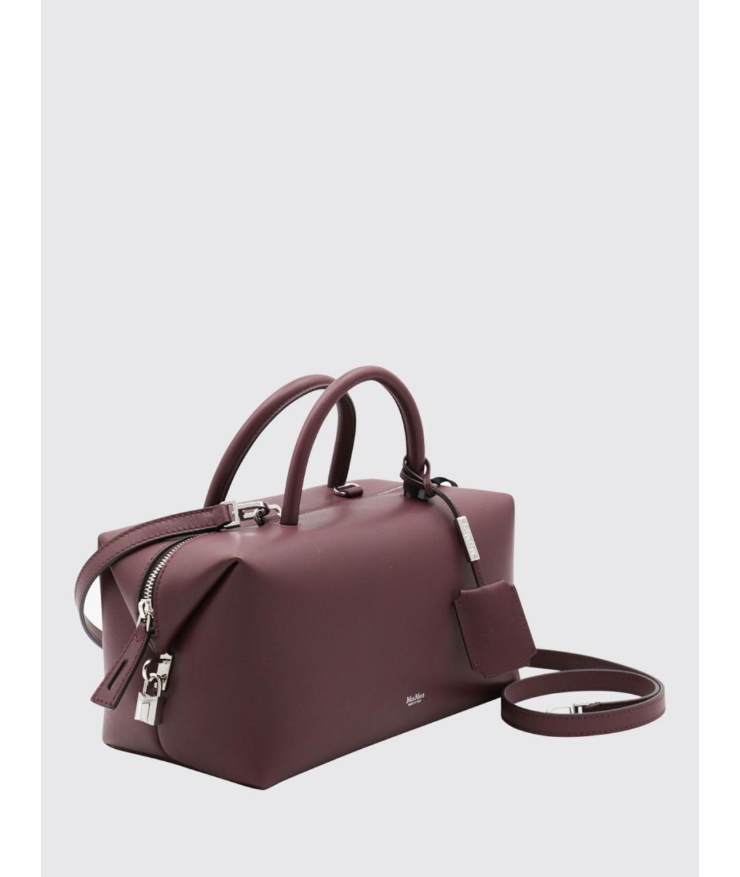 MAX MARA Бордовая кожаная сумка тоут, фото 3