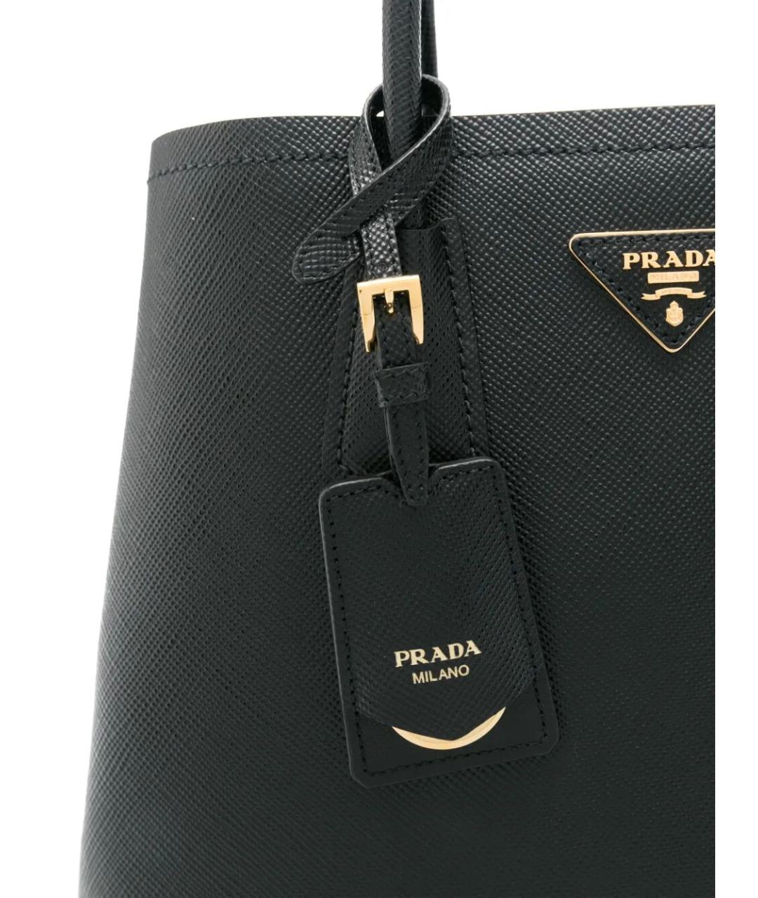 PRADA Черная кожаная сумка с короткими ручками, фото 3