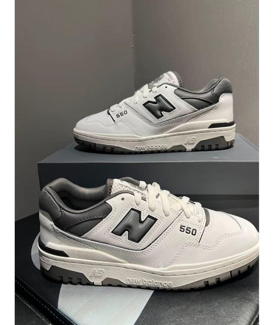 NEW BALANCE Серые кожаные низкие кроссовки / кеды, фото 5