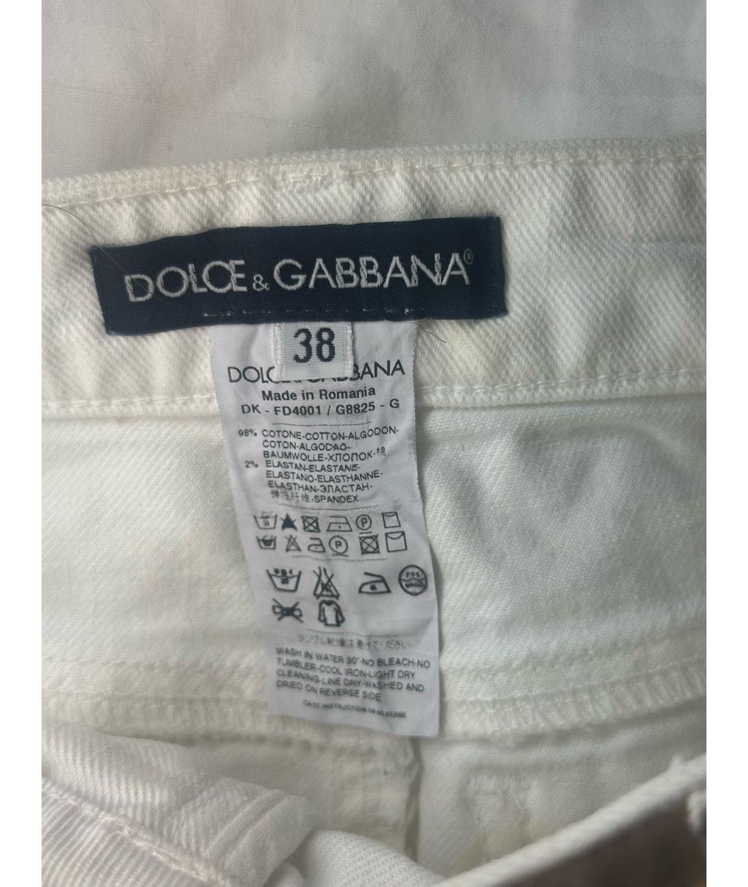 DOLCE&GABBANA Белая деним юбка мини, фото 3