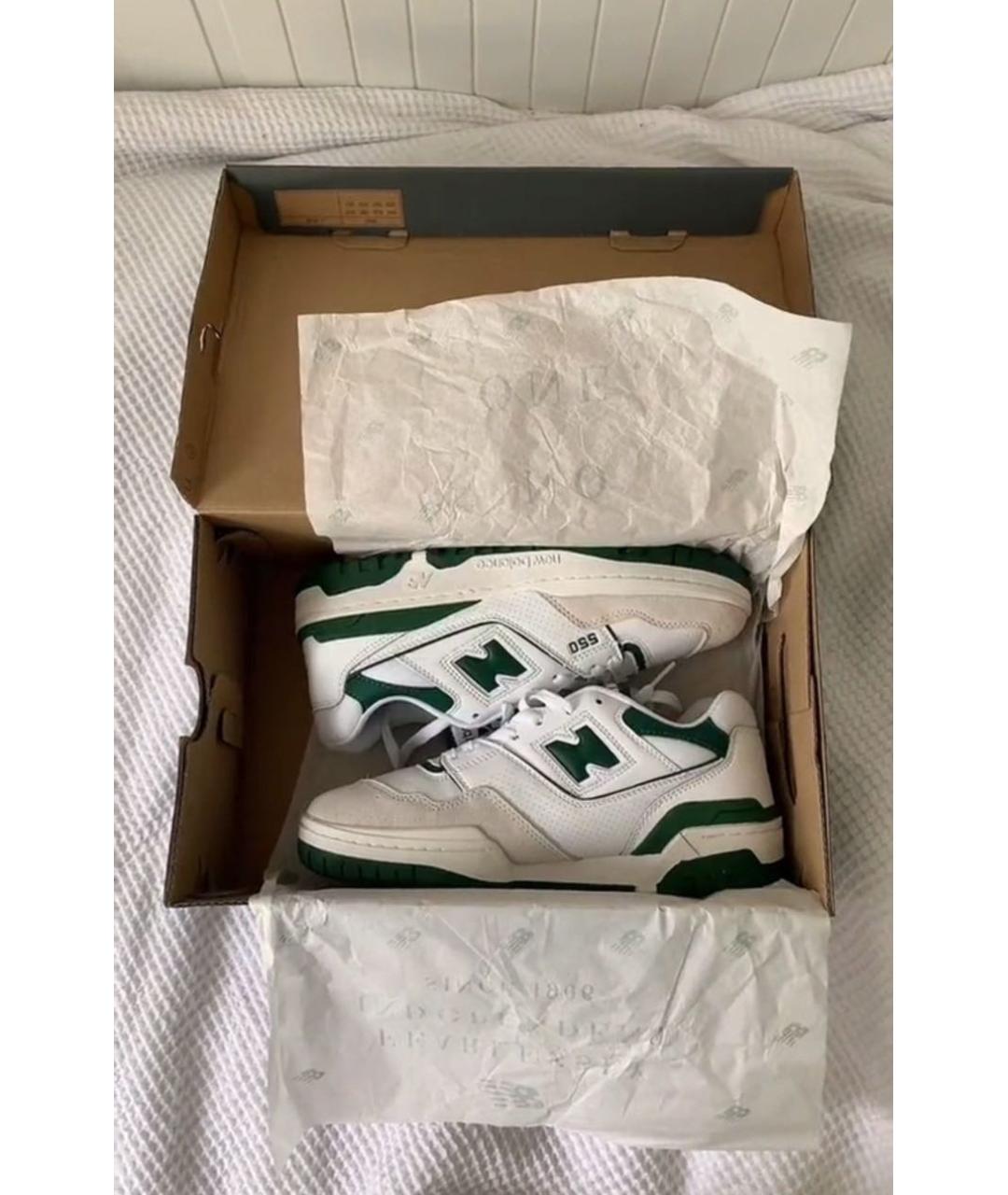 NEW BALANCE Зеленые кожаные низкие кроссовки / кеды, фото 5