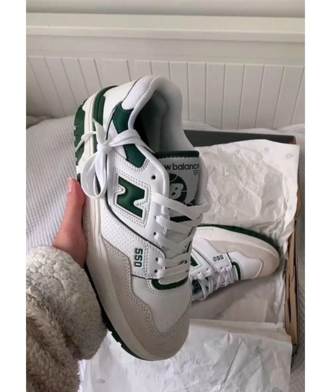 NEW BALANCE Зеленые кожаные низкие кроссовки / кеды, фото 7
