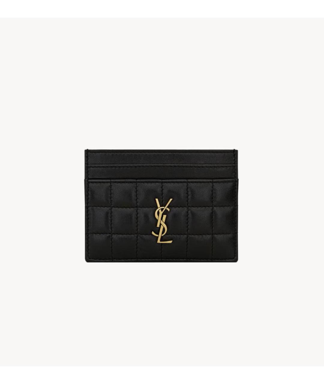 SAINT LAURENT Черный кожаный кардхолдер, фото 3
