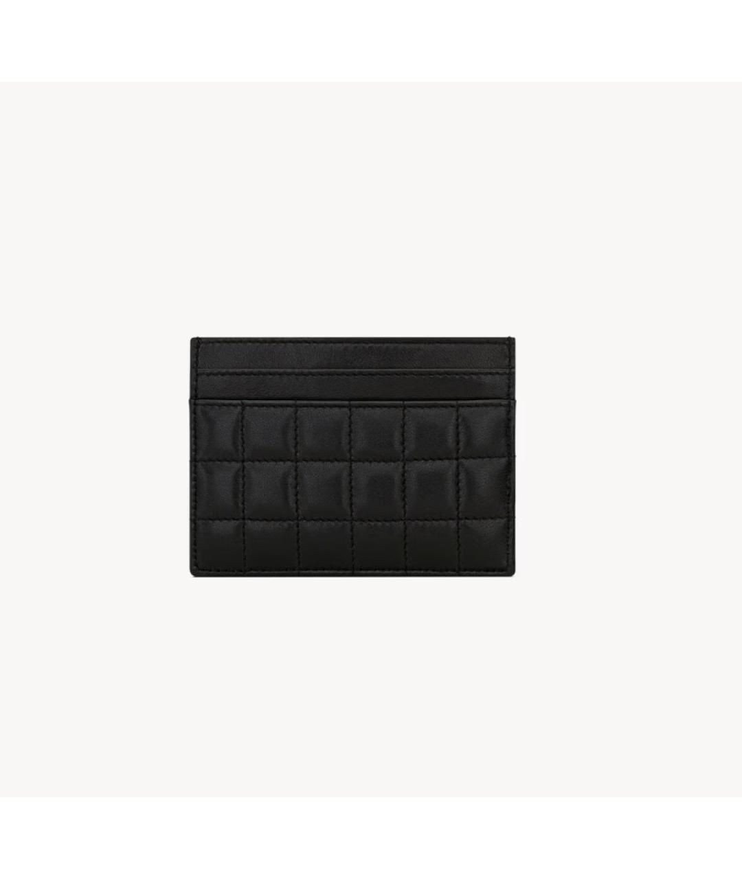 SAINT LAURENT Черный кожаный кардхолдер, фото 2
