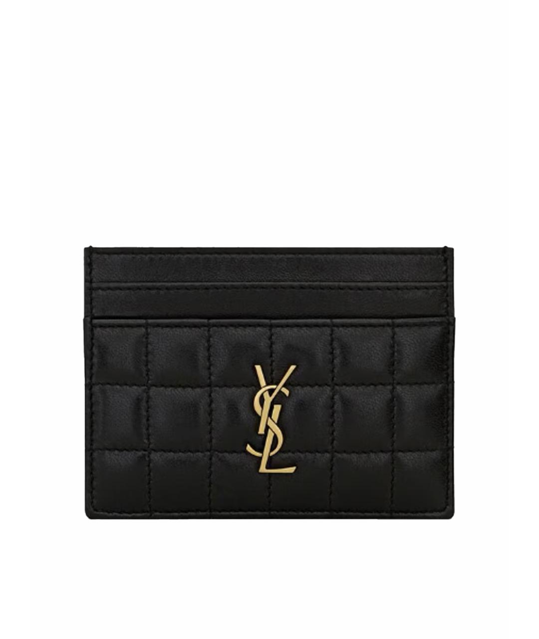 SAINT LAURENT Черный кожаный кардхолдер, фото 1