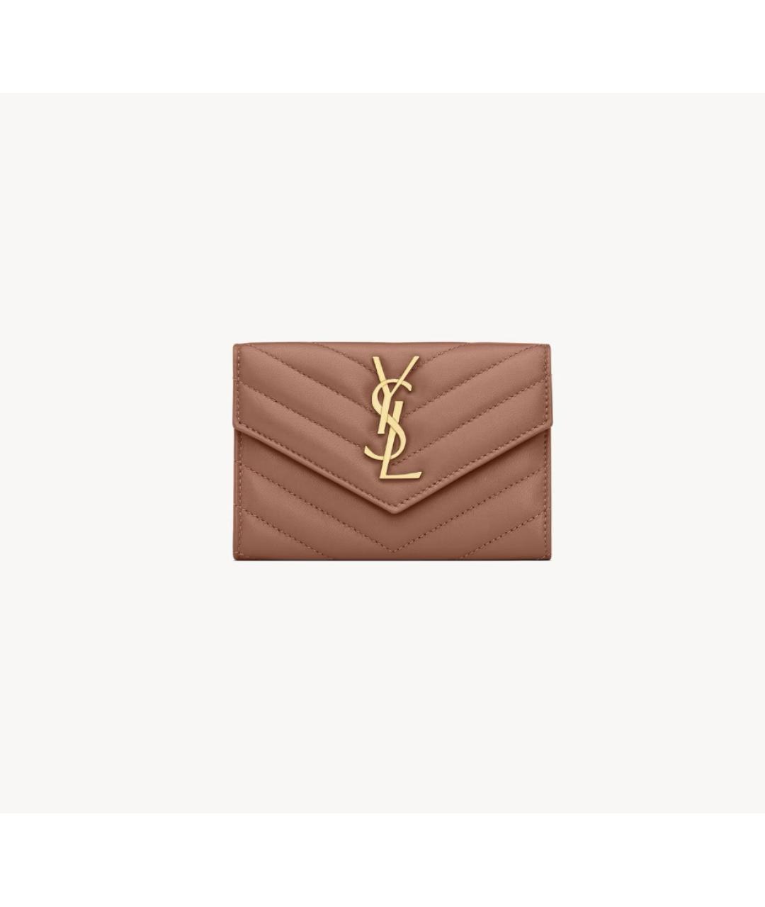 SAINT LAURENT Розовый кожаный кошелек, фото 5