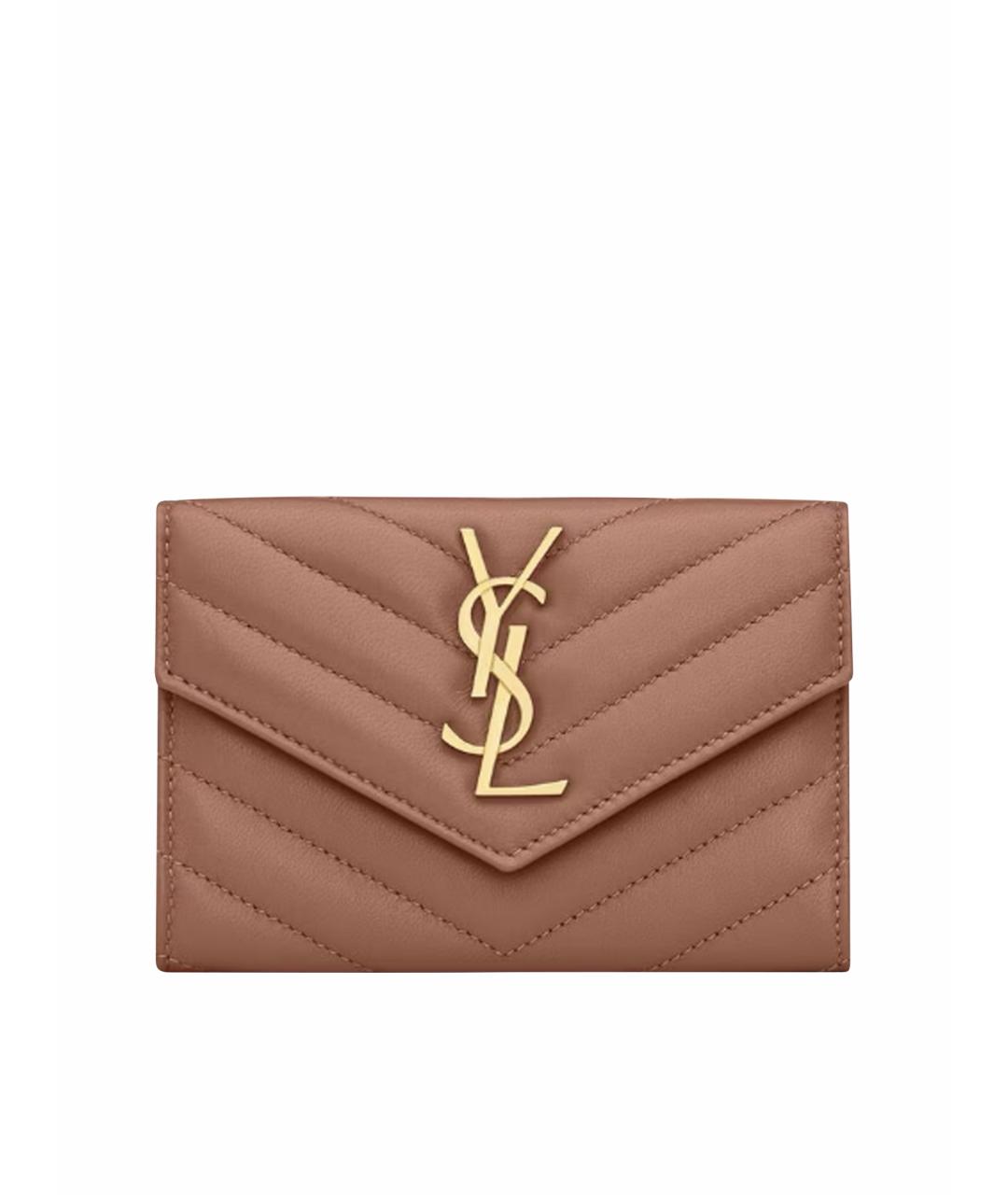 SAINT LAURENT Розовый кожаный кошелек, фото 1