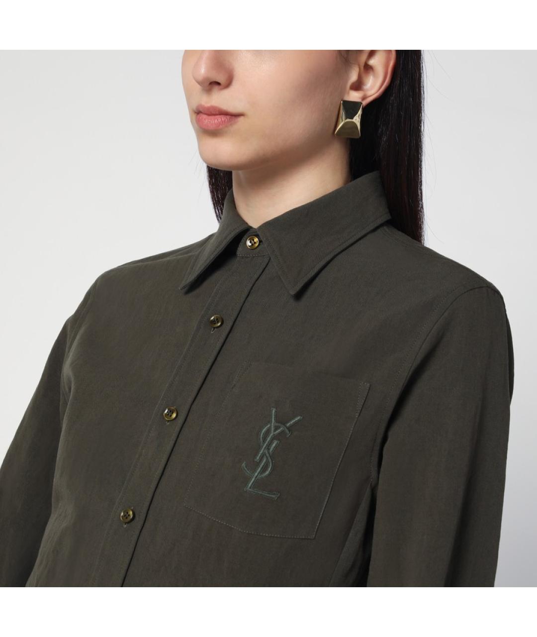 SAINT LAURENT Хаки рубашка, фото 4