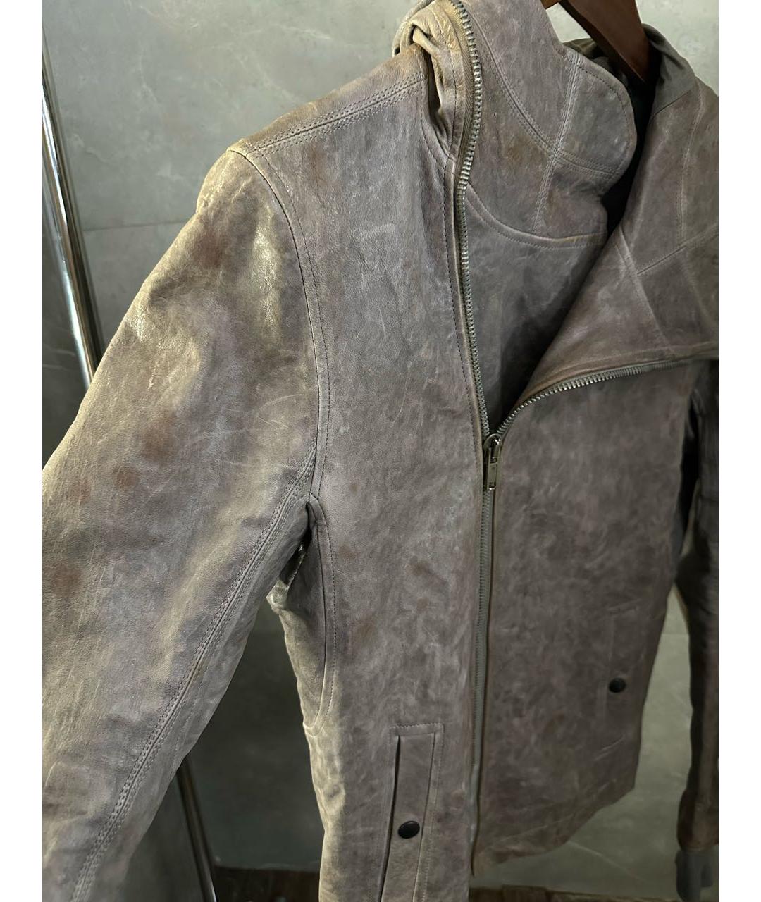 RICK OWENS Коричневая кожаная куртка, фото 7