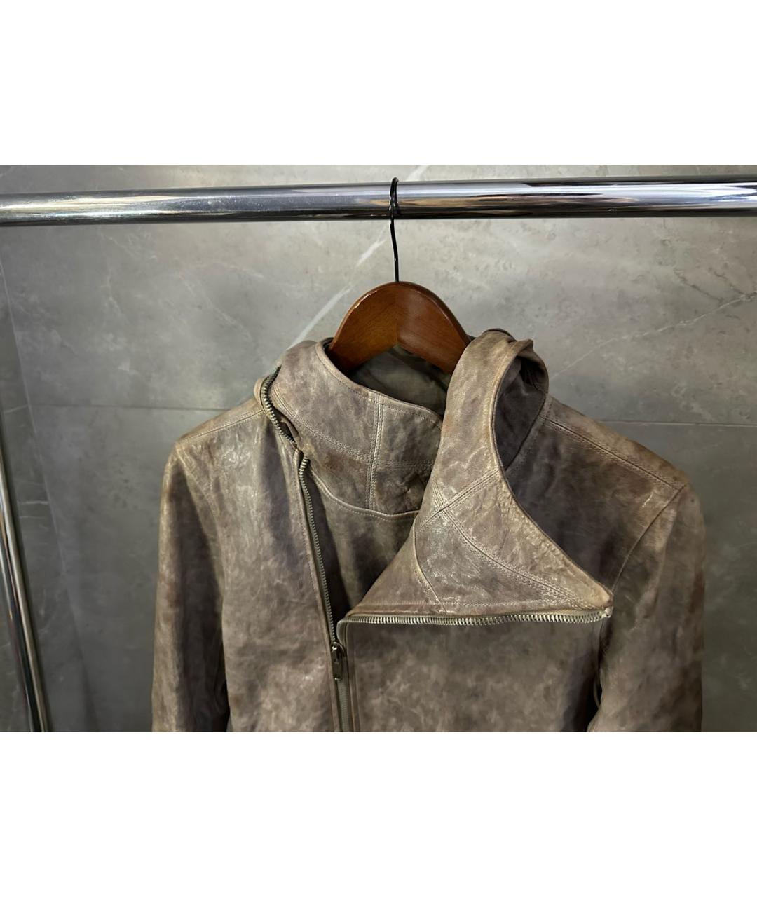 RICK OWENS Коричневая кожаная куртка, фото 3
