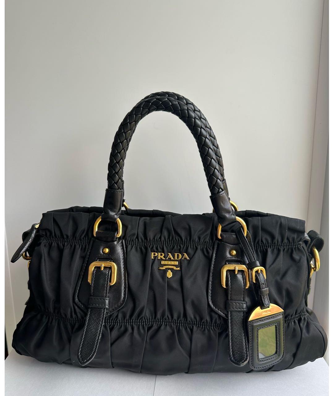 PRADA Черная кожаная сумка с короткими ручками, фото 9