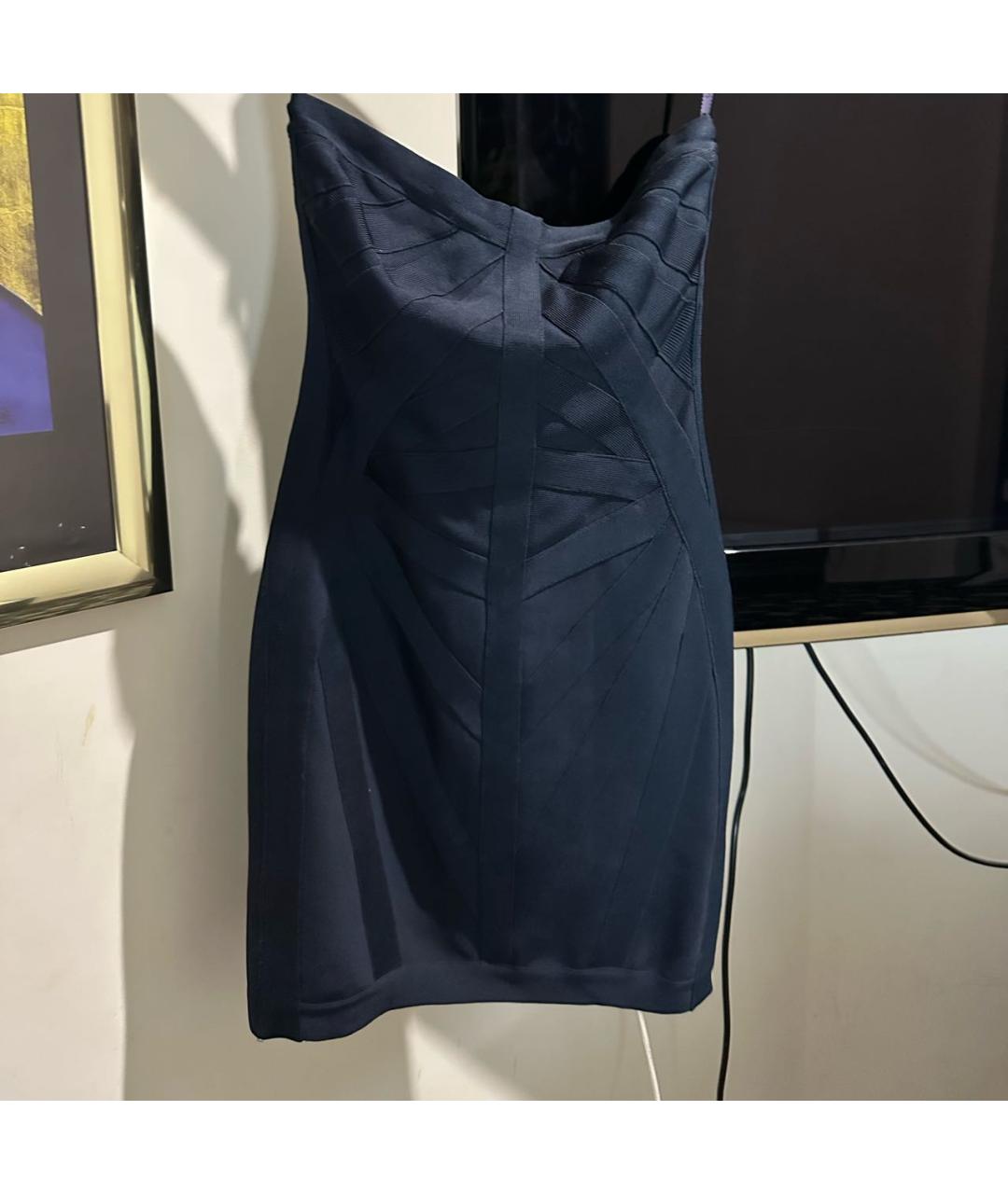 HERVE LEGER Синее вискозное вечернее платье, фото 7