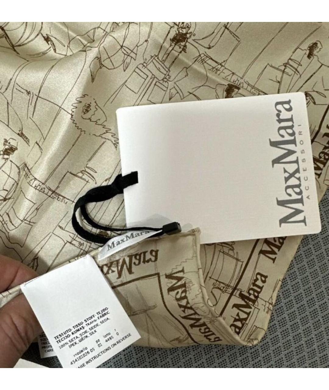 MAX MARA Бежевый шелковый платок, фото 4
