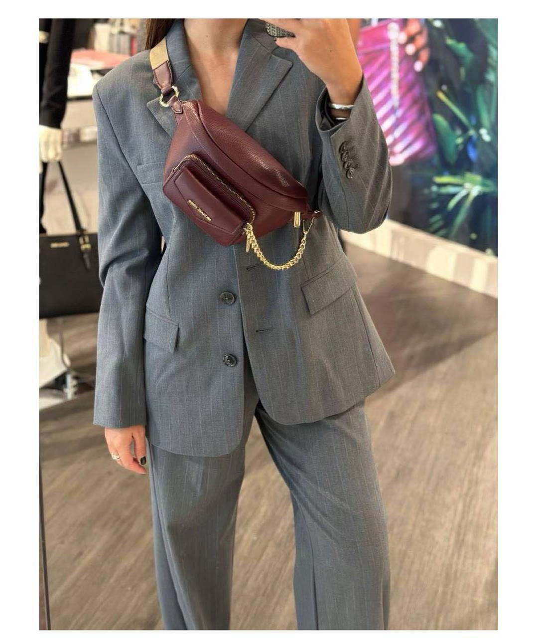 MICHAEL KORS Бордовая кожаная поясная сумка, фото 7