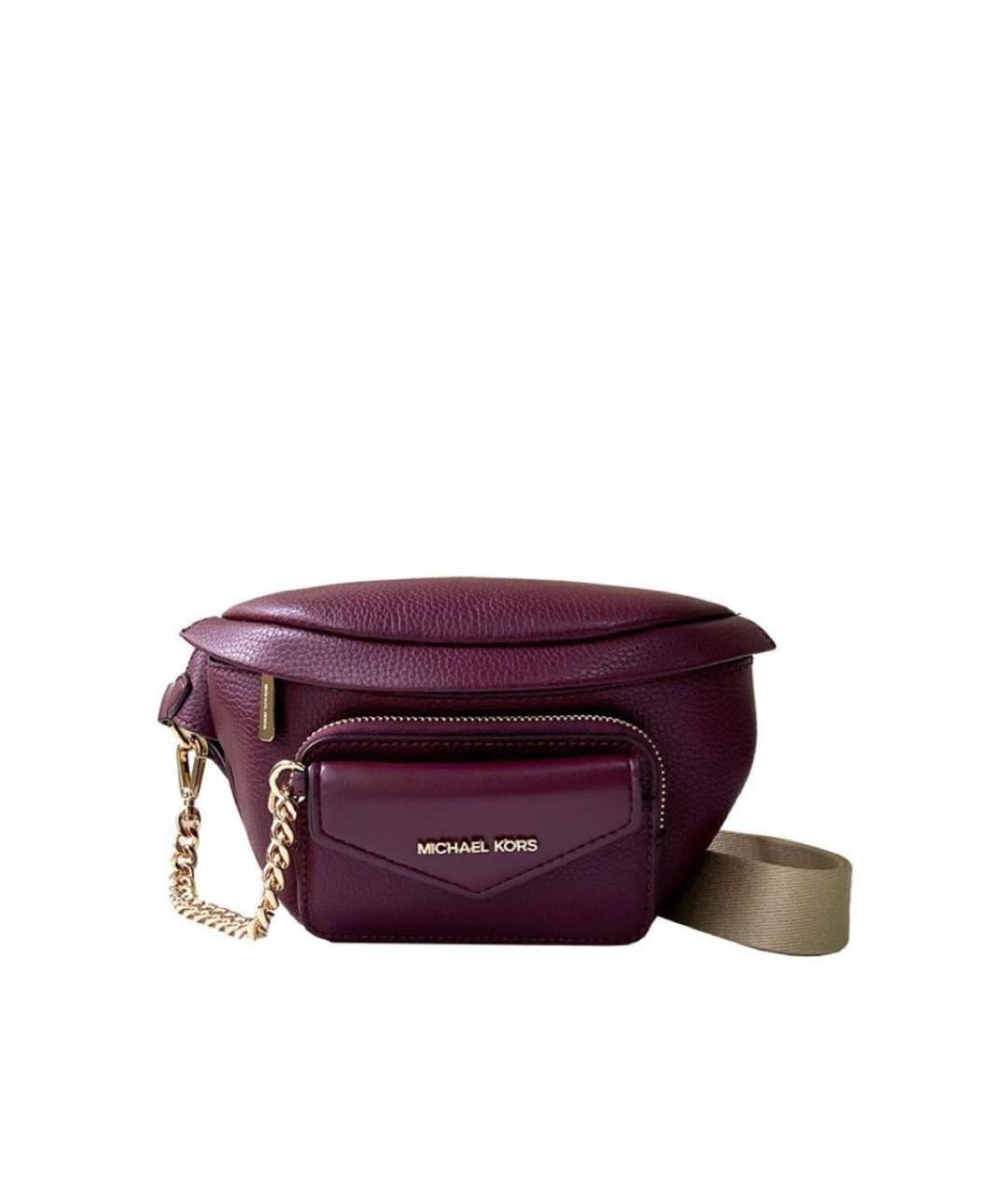 MICHAEL KORS Бордовая кожаная поясная сумка, фото 1
