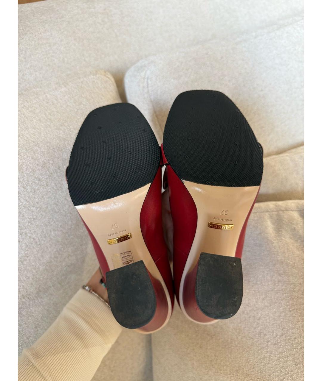 GUCCI Красные кожаные туфли, фото 6