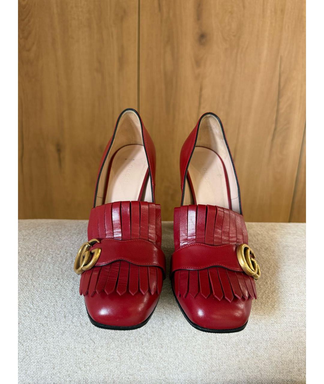 GUCCI Красные кожаные туфли, фото 2