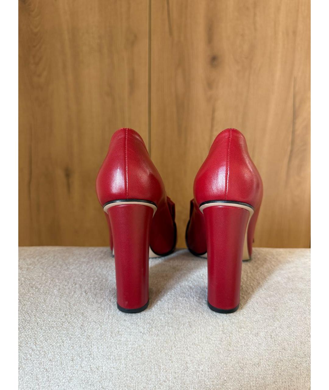 GUCCI Красные кожаные туфли, фото 3