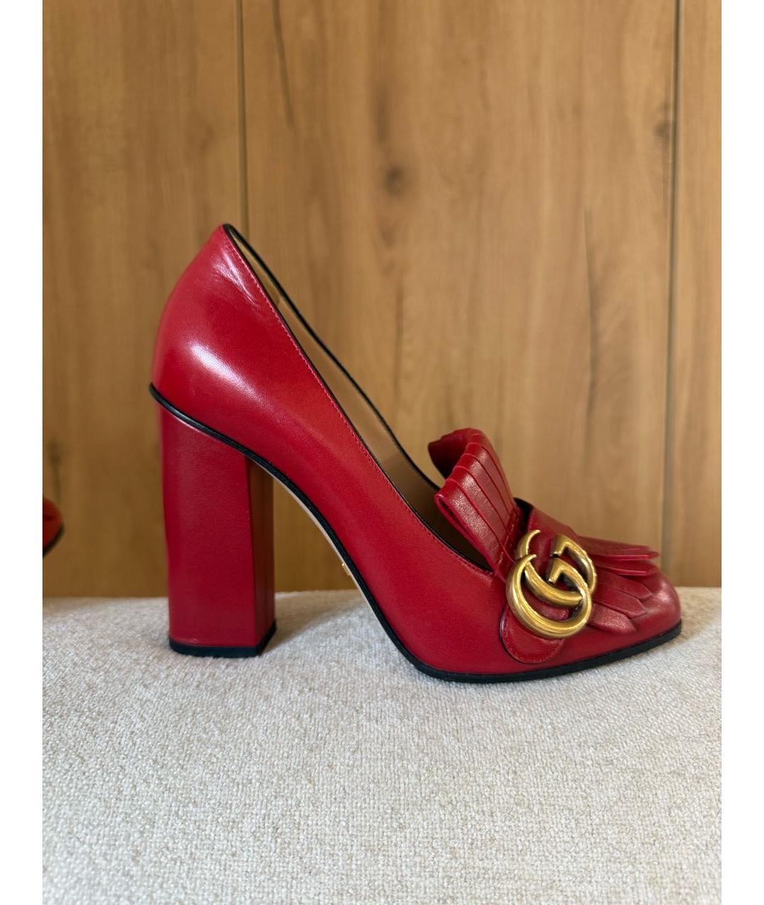 GUCCI Красные кожаные туфли, фото 7
