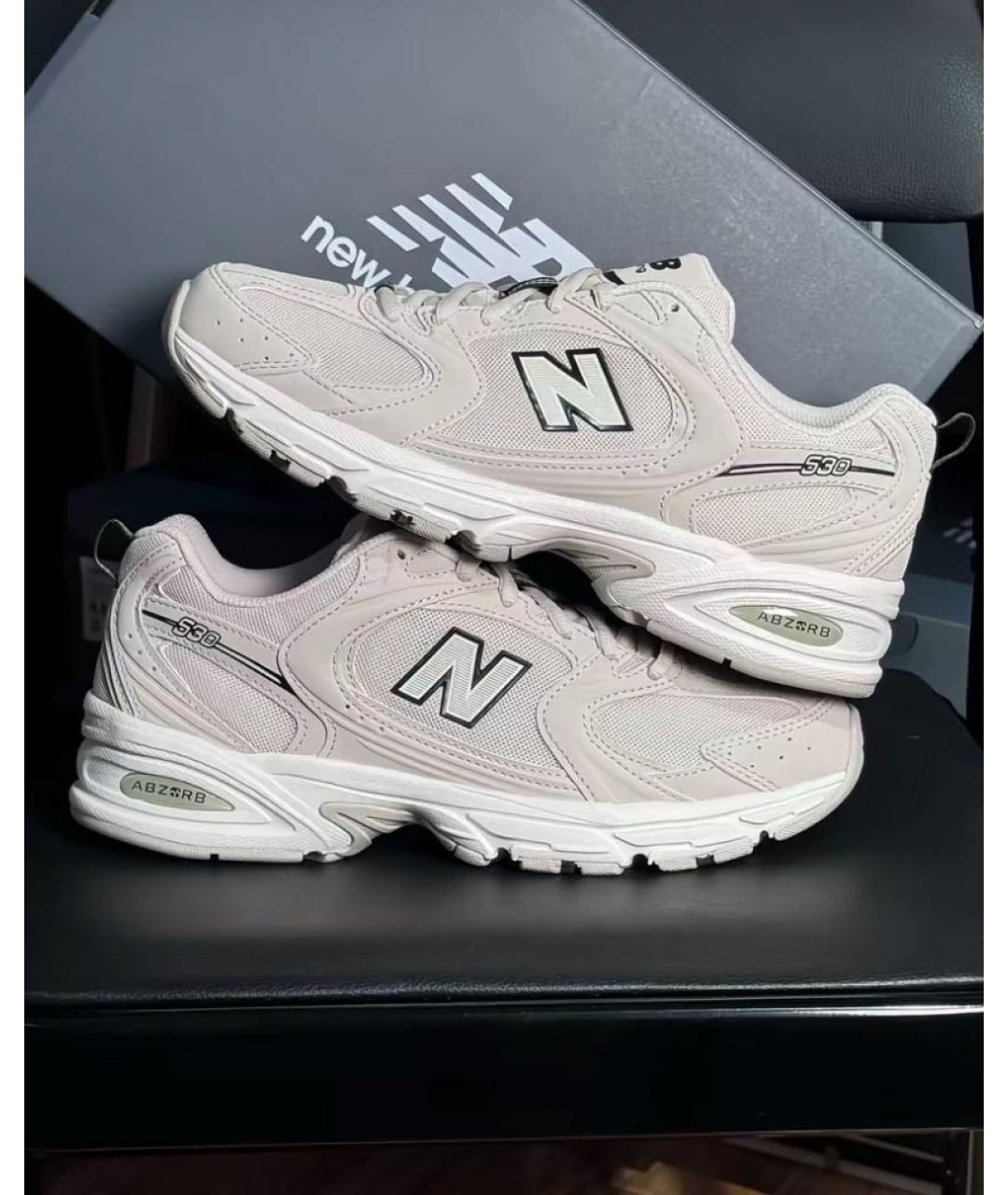 NEW BALANCE Бежевые резиновые низкие кроссовки / кеды, фото 6