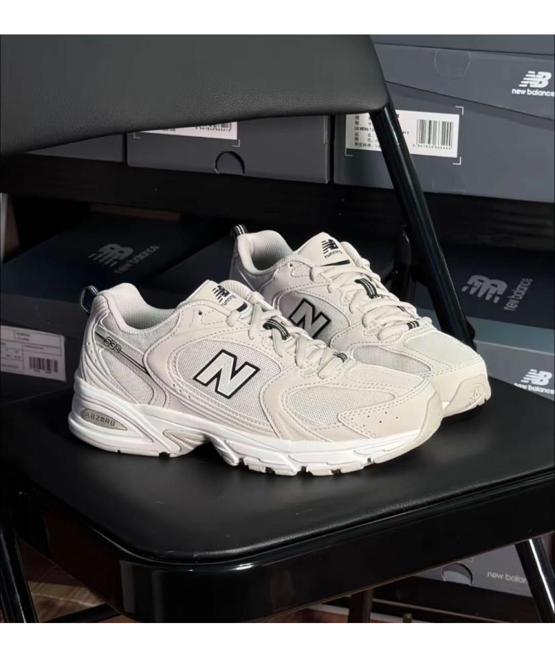 NEW BALANCE Бежевые резиновые низкие кроссовки / кеды, фото 7