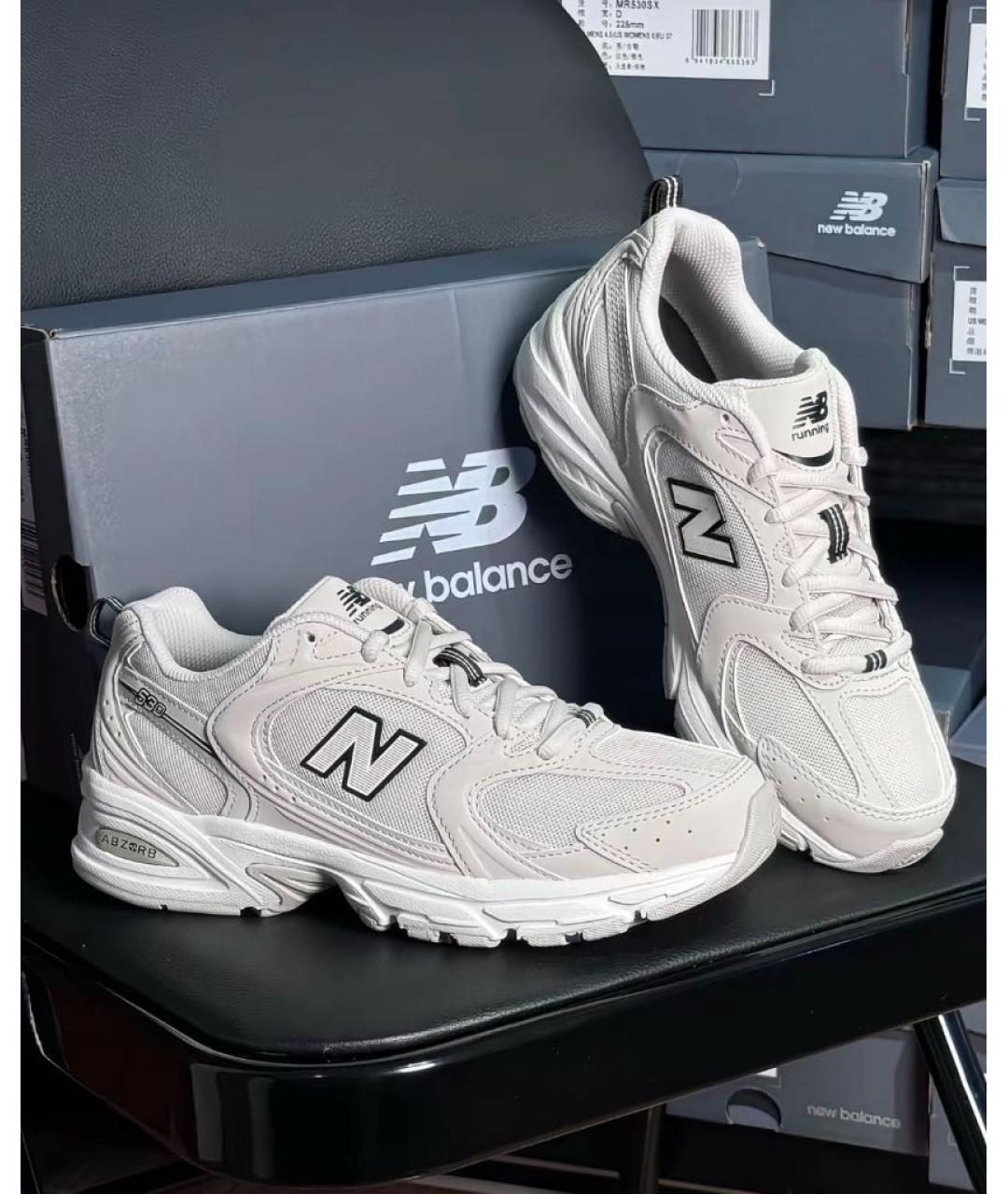 NEW BALANCE Бежевые резиновые низкие кроссовки / кеды, фото 5
