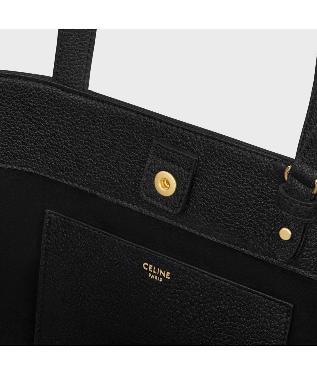 CELINE Черная кожаная сумка тоут, фото 3