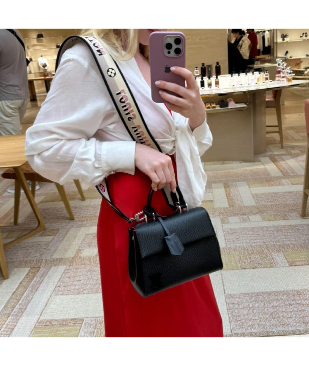 LOUIS VUITTON Черная кожаная сумка тоут, фото 2