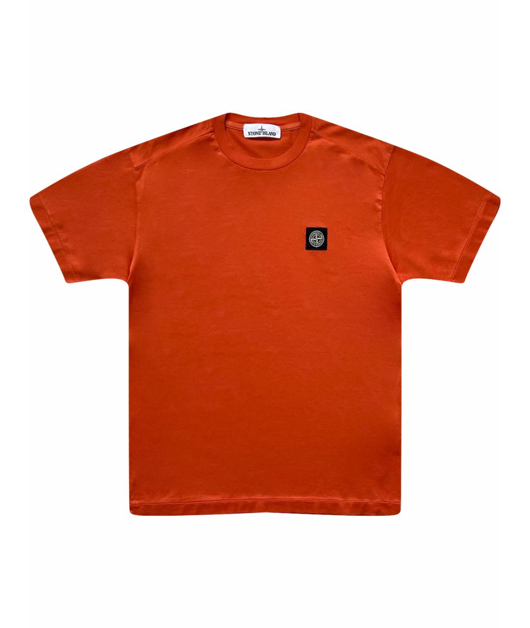 STONE ISLAND Оранжевая хлопковая футболка, фото 1