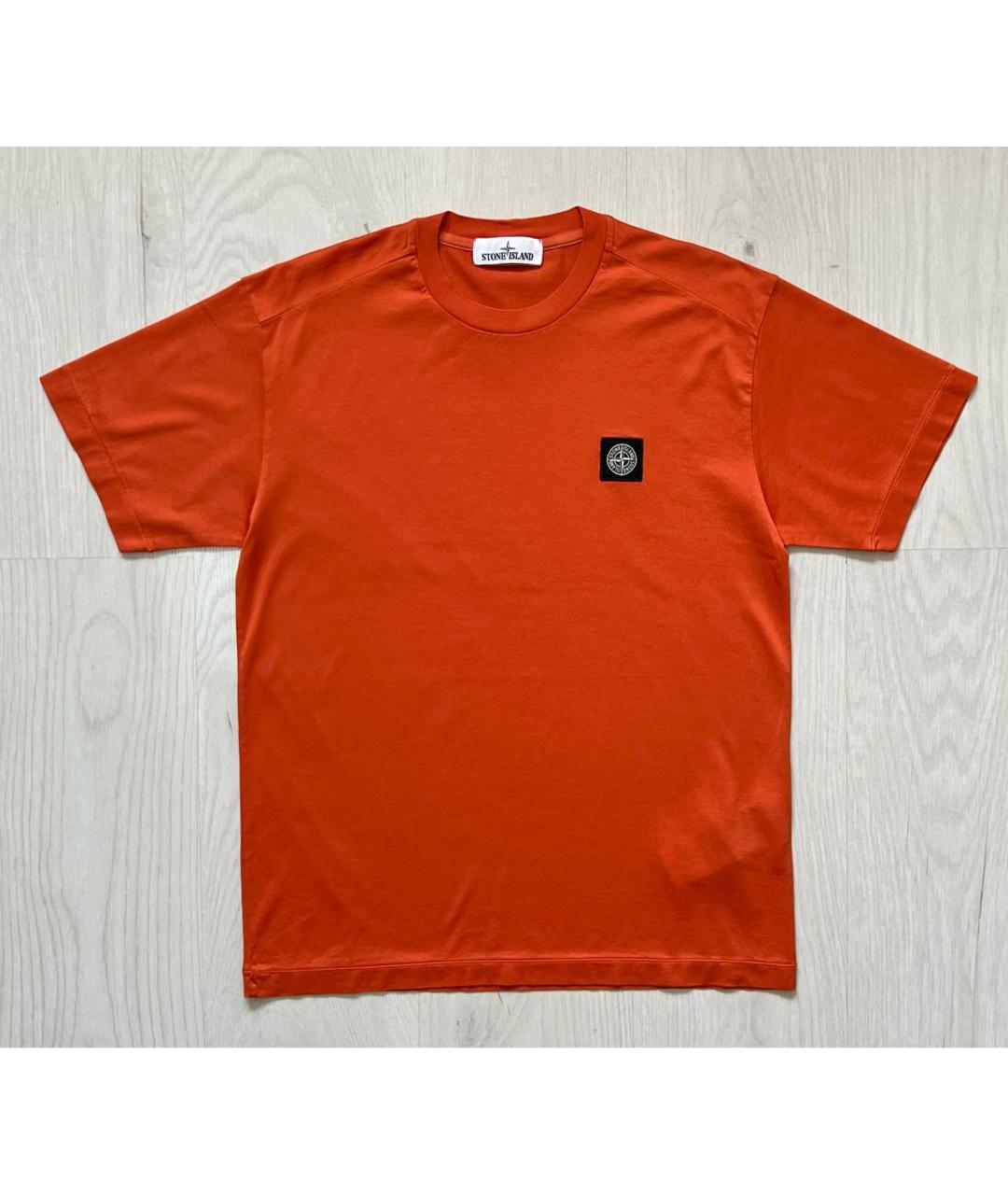 STONE ISLAND Оранжевая хлопковая футболка, фото 8