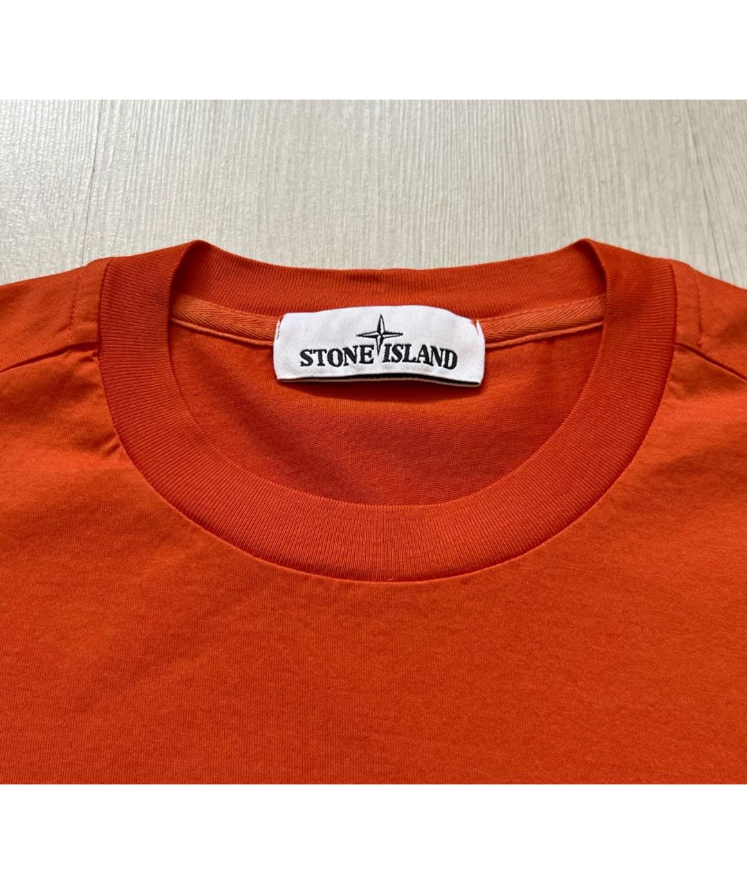 STONE ISLAND Оранжевая хлопковая футболка, фото 4