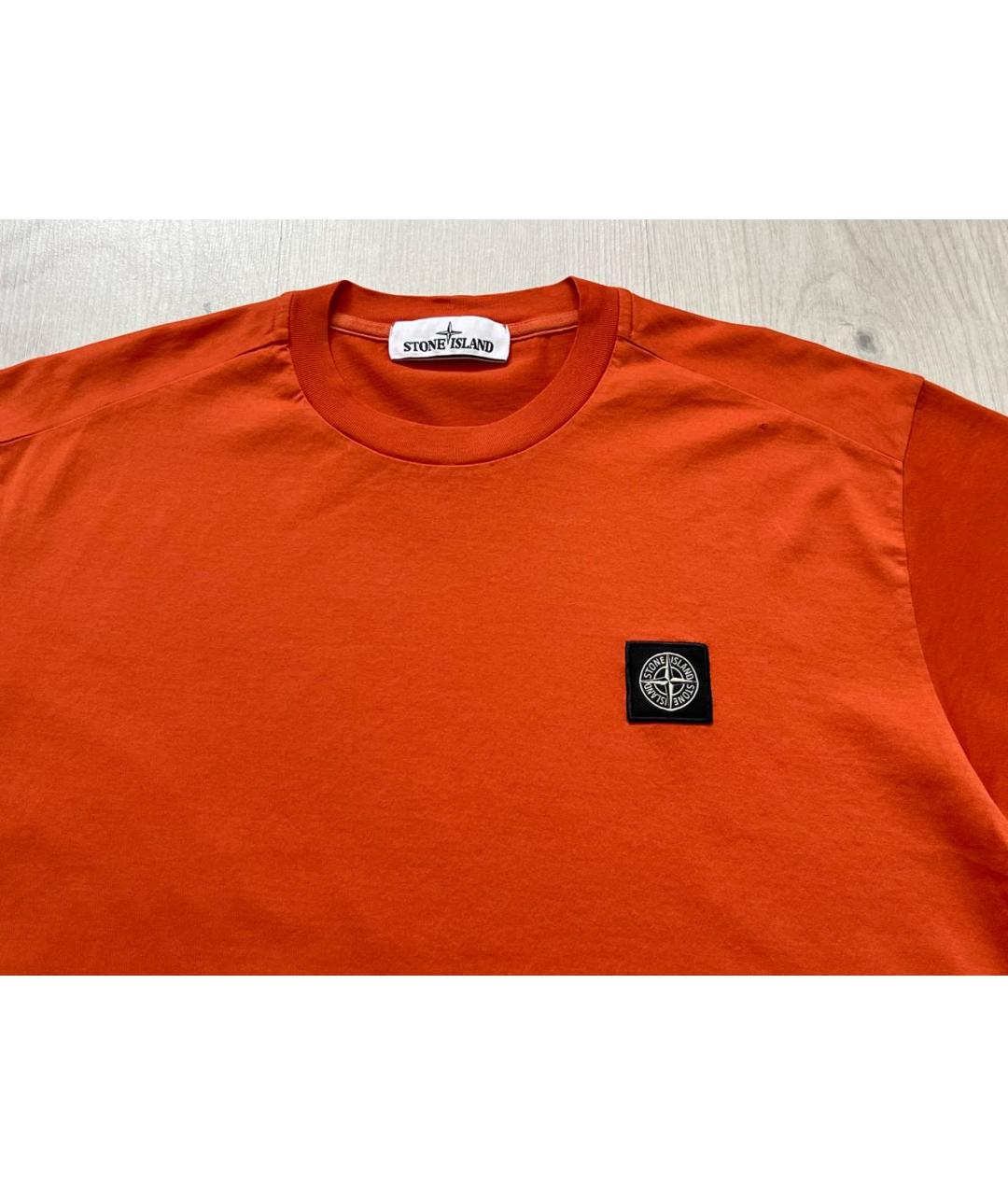 STONE ISLAND Оранжевая хлопковая футболка, фото 3
