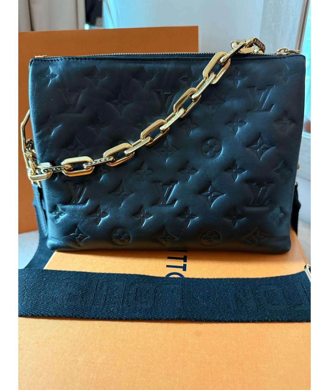 LOUIS VUITTON Черная кожаная сумка через плечо, фото 8