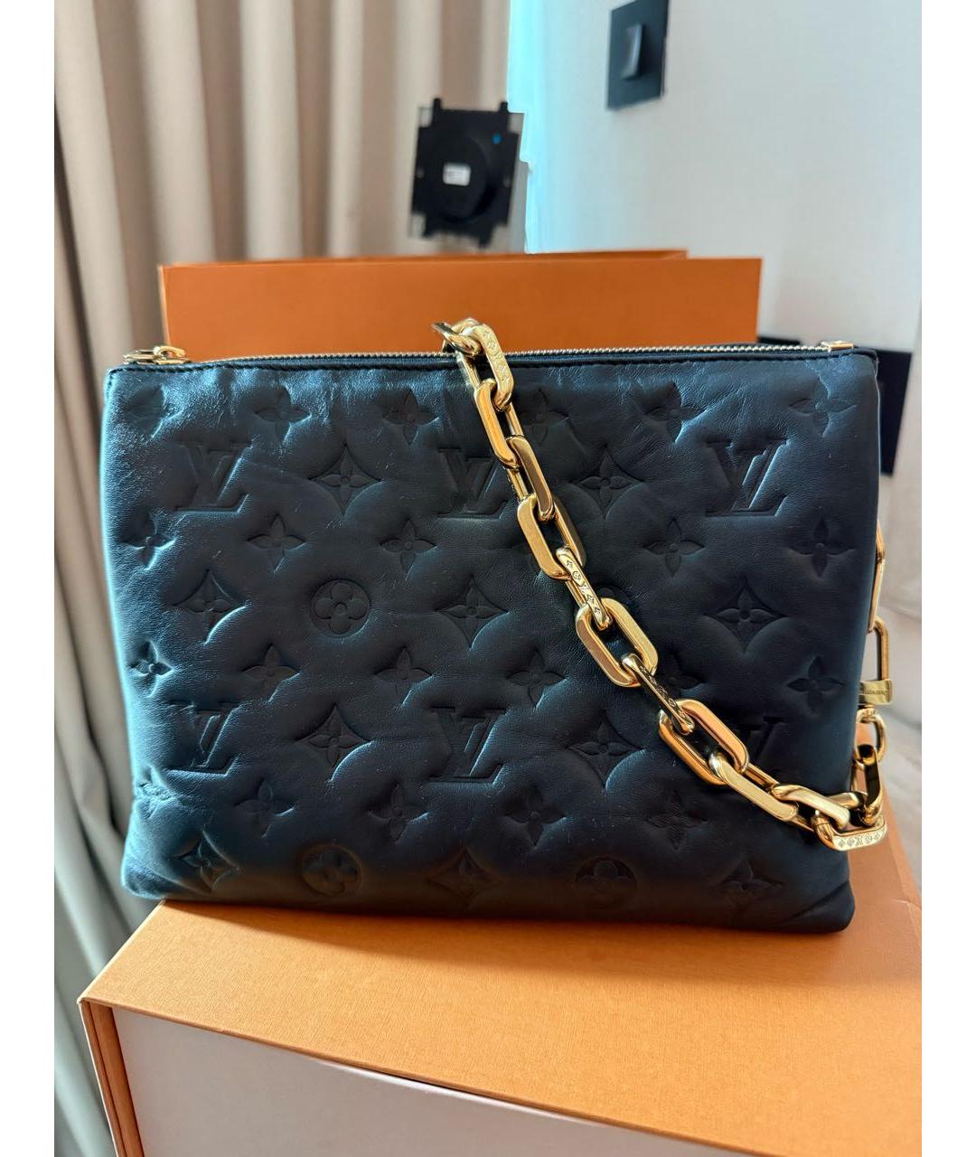 LOUIS VUITTON Черная кожаная сумка через плечо, фото 3
