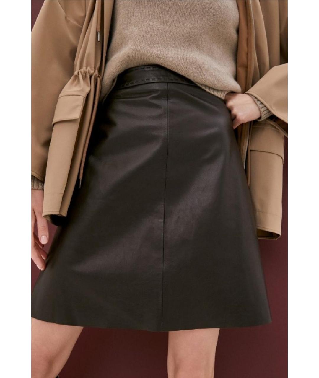 WEEKEND MAX MARA Коричневая кожаная юбка мини, фото 4