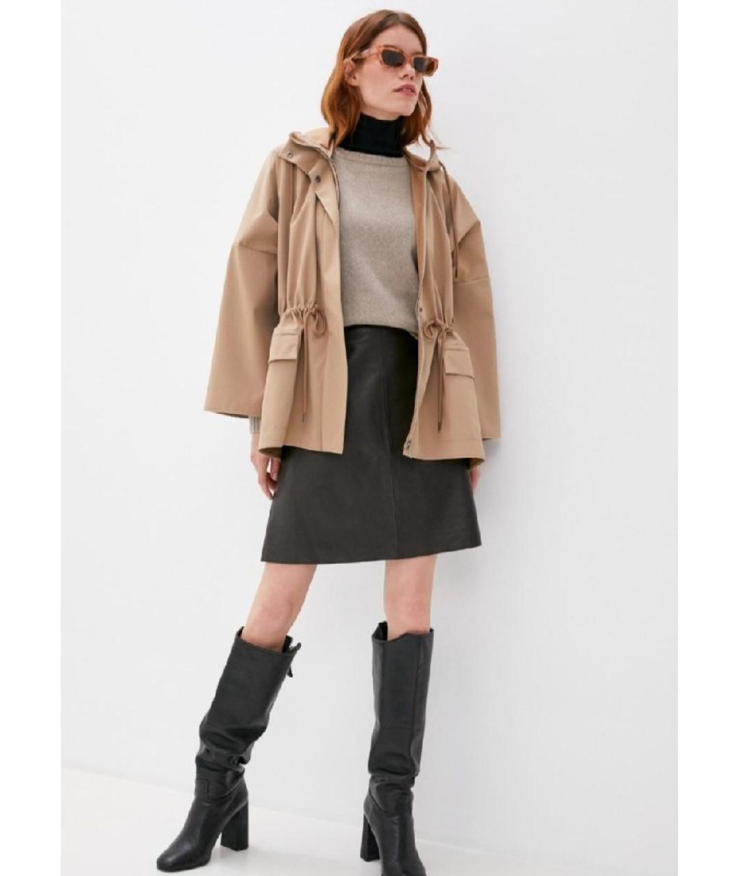 WEEKEND MAX MARA Коричневая кожаная юбка мини, фото 5