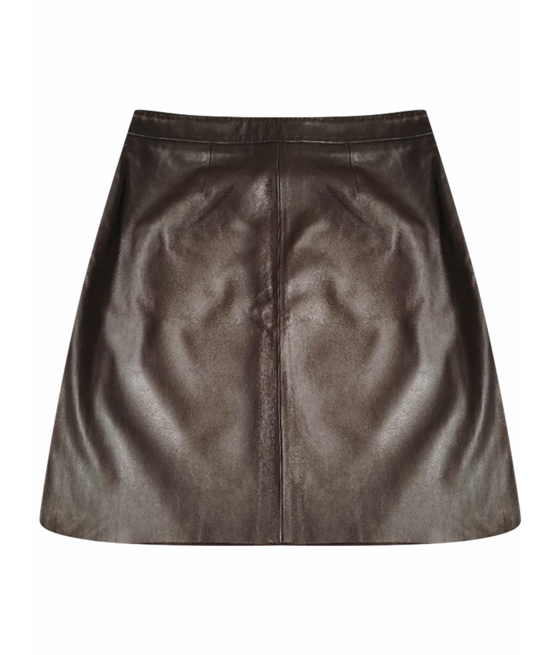 WEEKEND MAX MARA Коричневая кожаная юбка мини, фото 1
