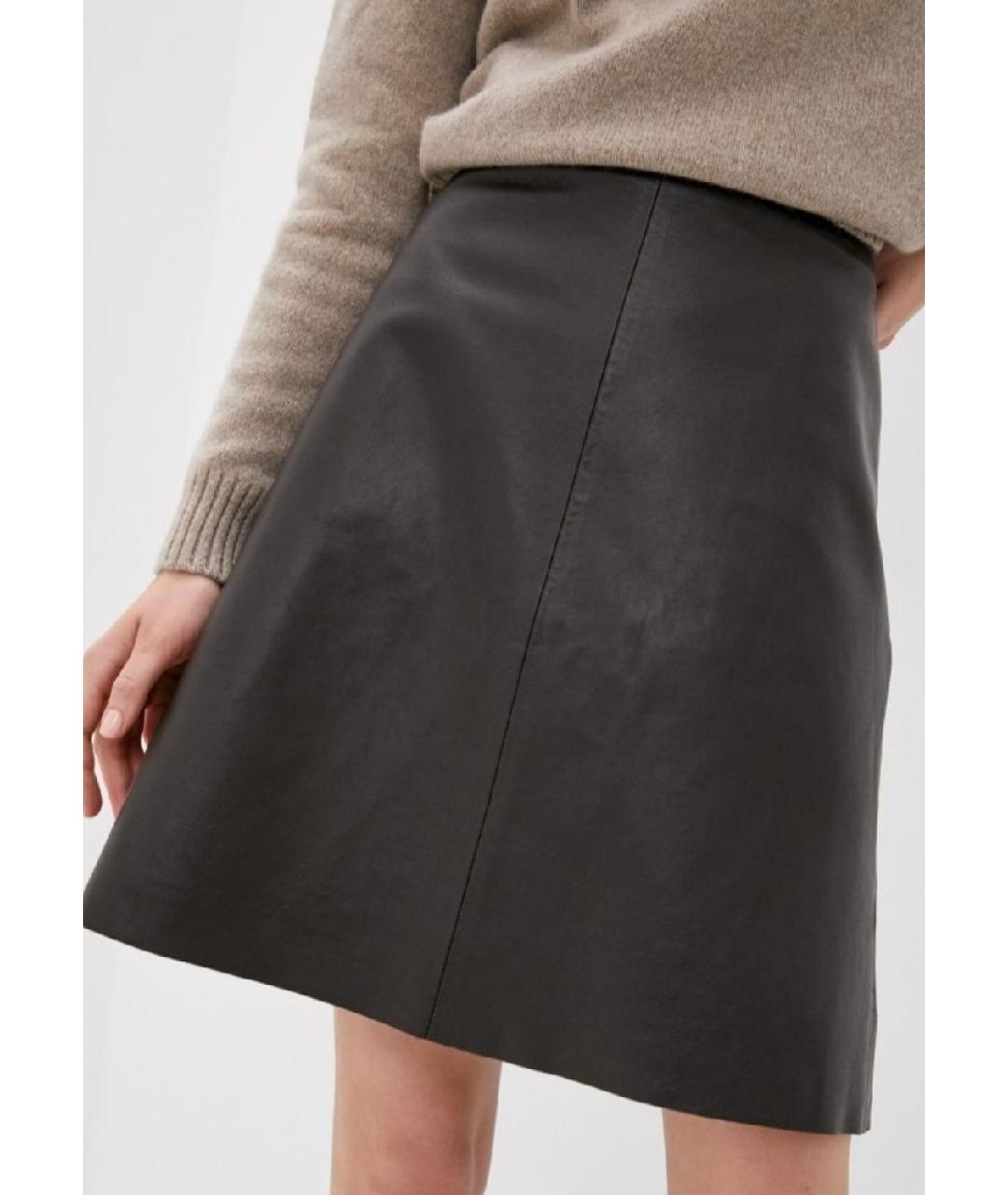 WEEKEND MAX MARA Коричневая кожаная юбка мини, фото 2