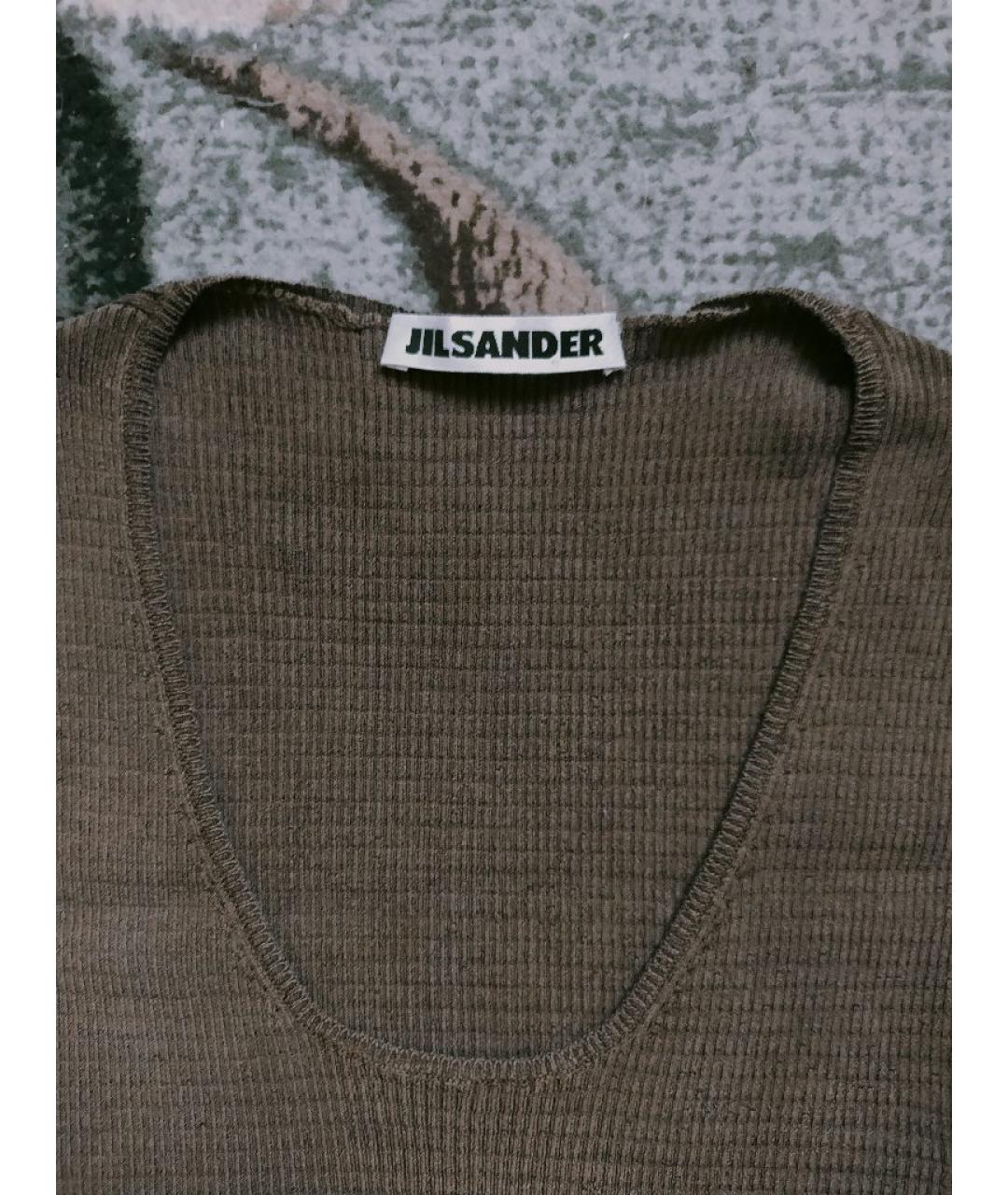 JIL SANDER Хаки шелковая майка, фото 2