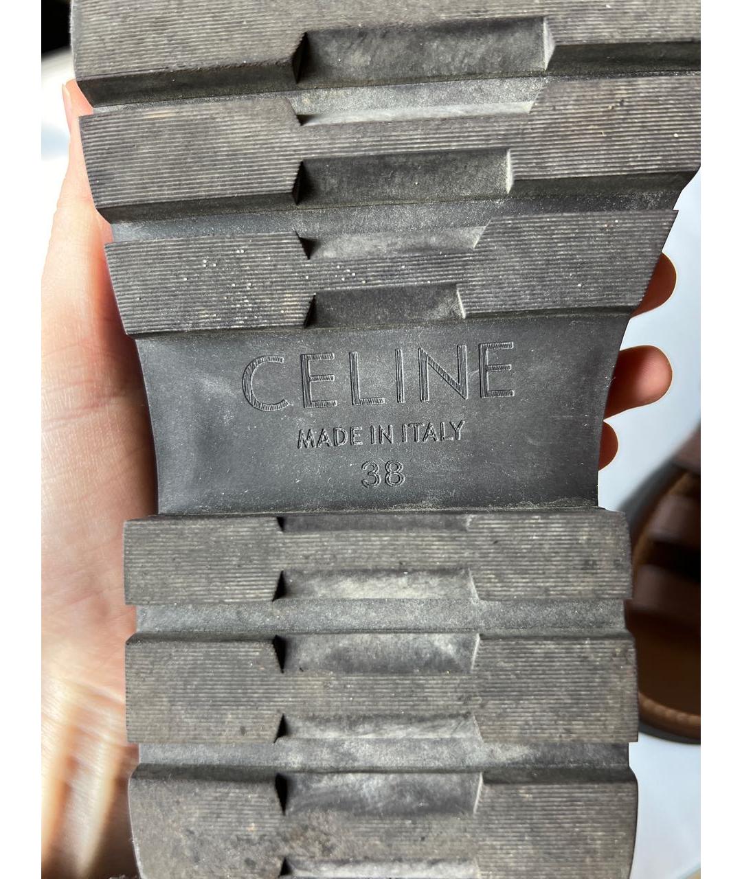 CELINE Коричневые кожаные сандалии, фото 7