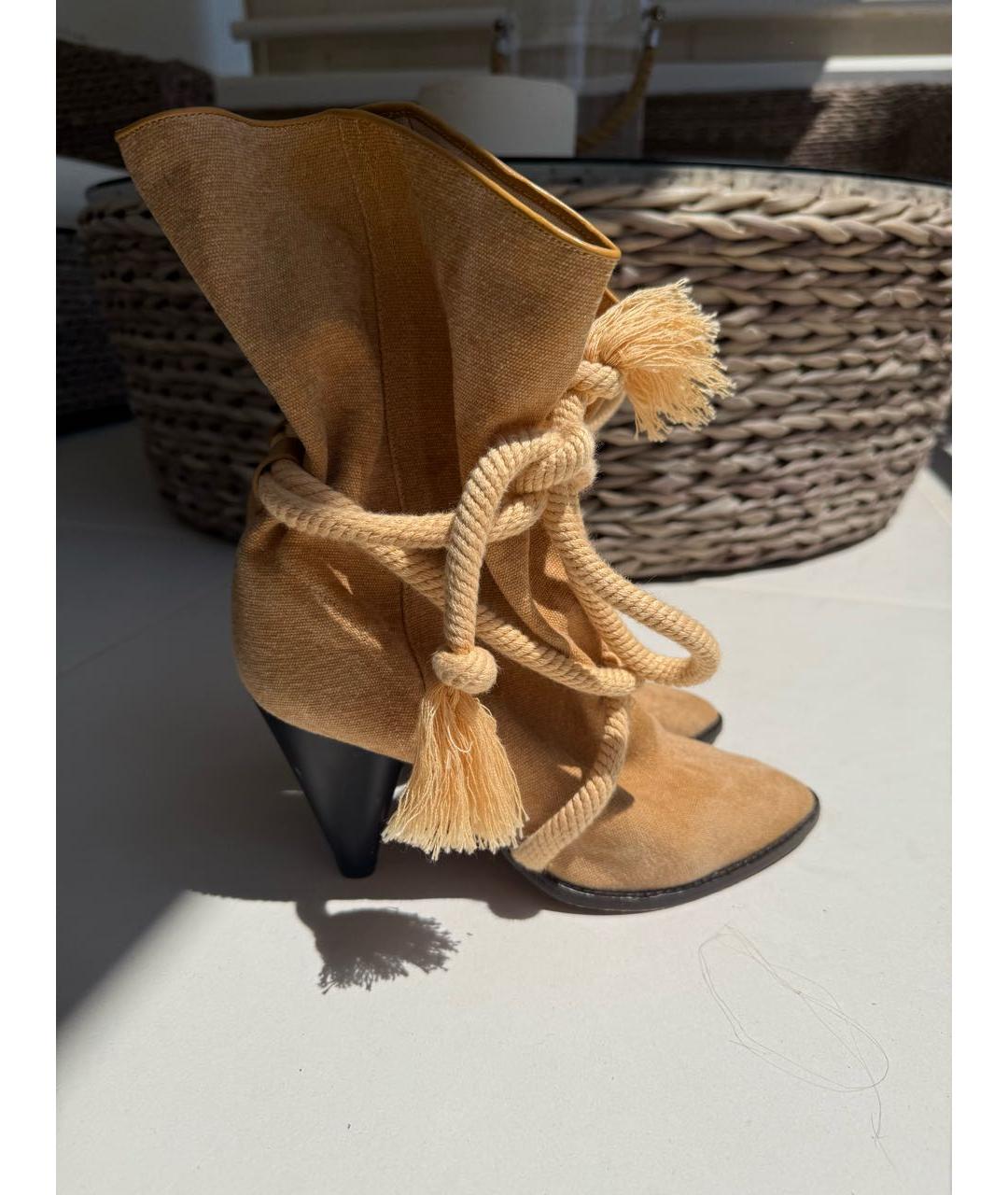ISABEL MARANT Бежевые текстильные ботильоны, фото 6