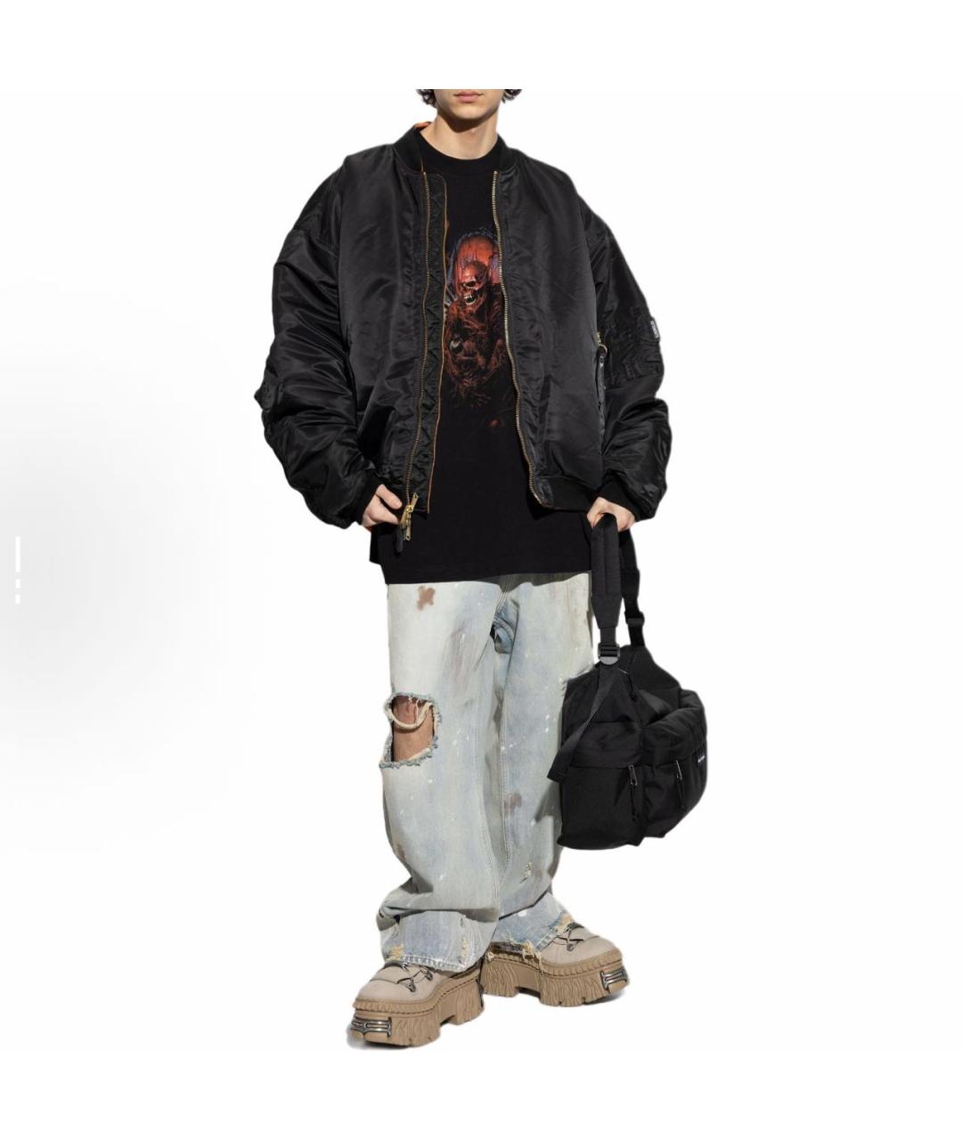 VETEMENTS Черная хлопковая футболка, фото 4
