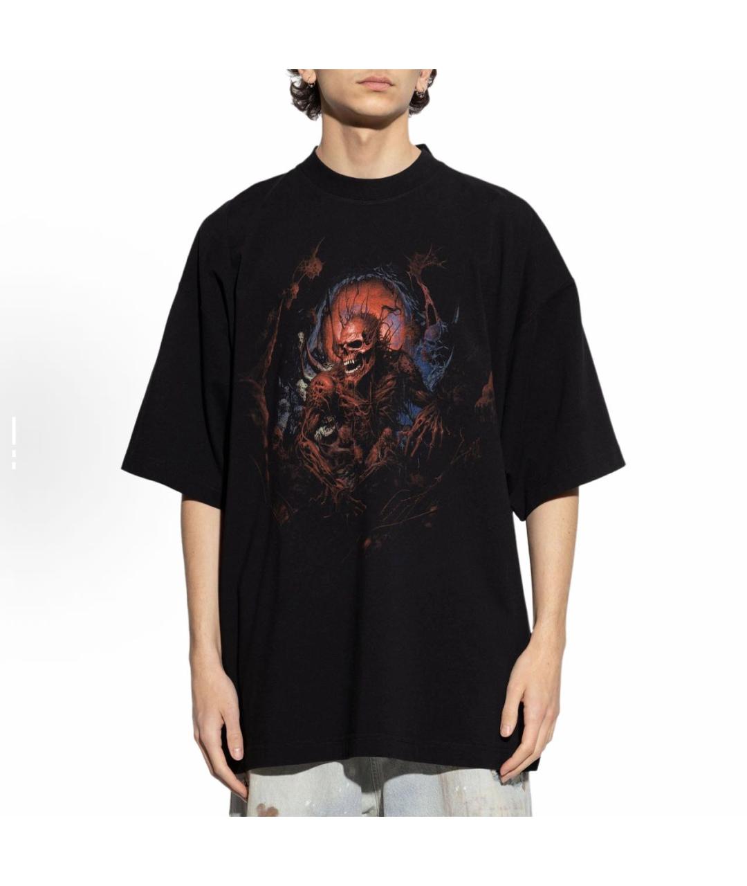 VETEMENTS Черная хлопковая футболка, фото 2